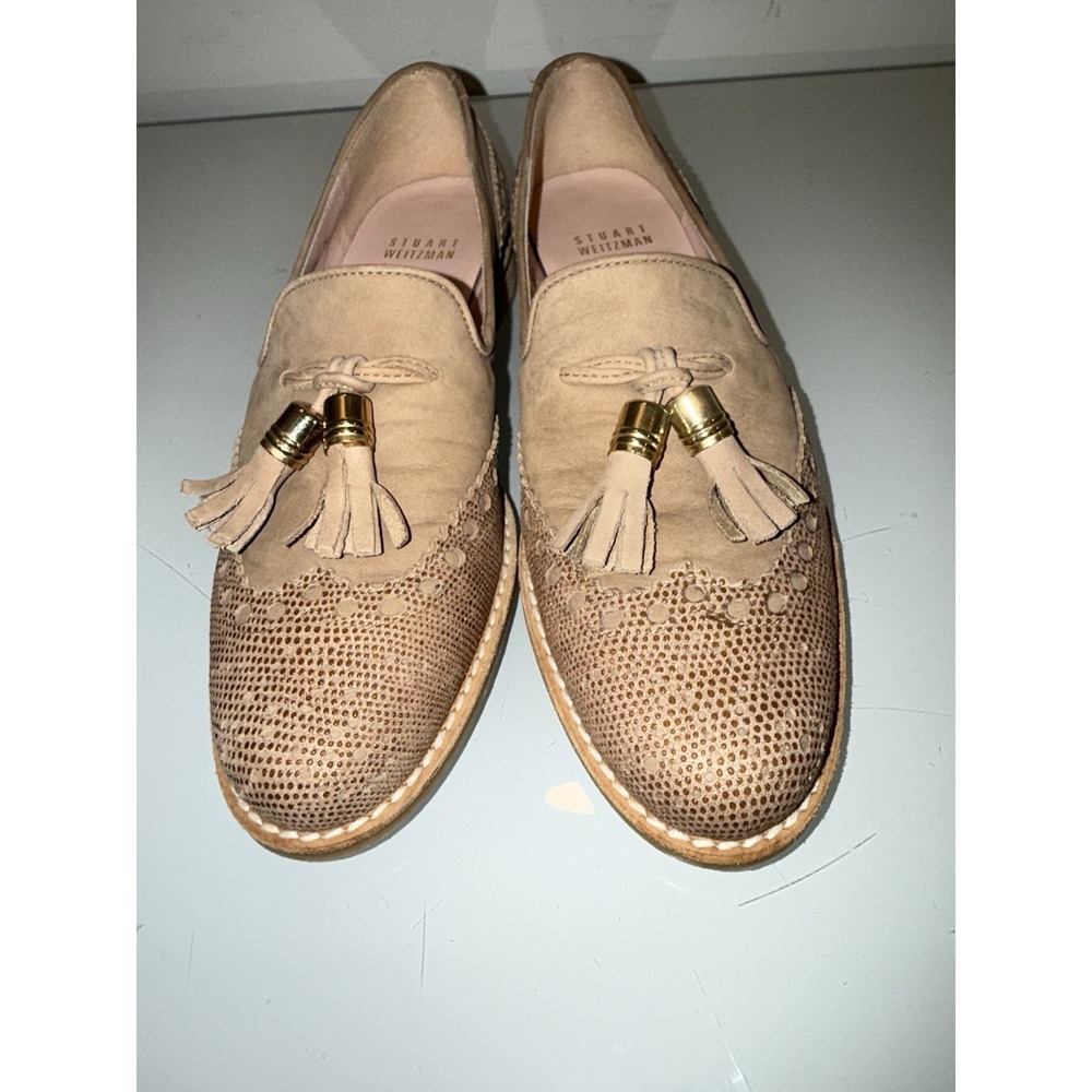 Stuart Weitzman Tan Leather Tassel Loafers Flats Oxfords Shoes Women's Size 4.5M - Picture 7 of 10